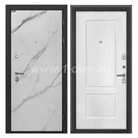 Входная дверь Интекрон Сицилия Remix мрамор арктик, КВ-2 белая матовая - наружные металлические утепленные двери с установкой