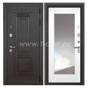 Входная дверь Интекрон Италия венге, ФЛЗ120М белая матовая, зеркало - входные двери нестандартных размеров с установкой