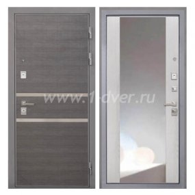 Входная дверь Интекрон Неаполь лен сильвер, ФЛЗ-516 сосна белая, зеркало - входные двери нестандартных размеров с установкой