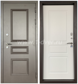 Входная дверь ND с терморазрывом Термо Аляска 3К с магнитным уплотнителем, коричневый муар, белая штукатурка - входные двери модерн с установкой