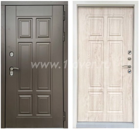 Входная дверь ND с терморазрывом Термо Премиум 3К, коричневый муар, сосна белая - входные коричневые двери с установкой