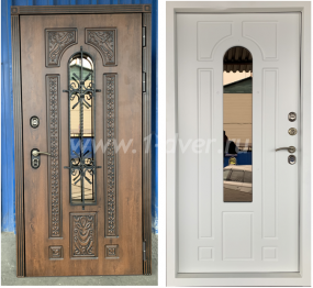 Входная дверь ND с терморазрывом Термо Лацио грецкий орех, эмаль белая - качественные входные металлические двери (цены) с установкой