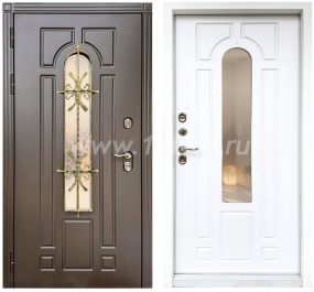 Входная дверь ND с терморазрывом Термо Лацио коричневый муар, эмаль белая - стандартные входные двери с установкой