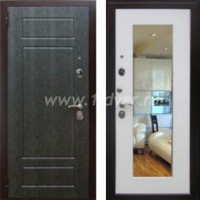 Черная входная дверь Zetta Комфорт 3 Б1 с зеркалом - черные металлические двери  с установкой