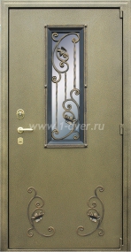 Входная дверь АСД с окном и ковкой - входные двери со стеклом с установкой