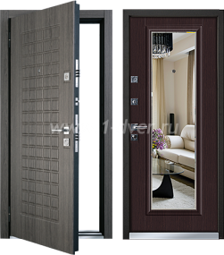 Дверь с зеркалом внутри Mastino Marke - 04 - металлические двери с зеркалом с установкой